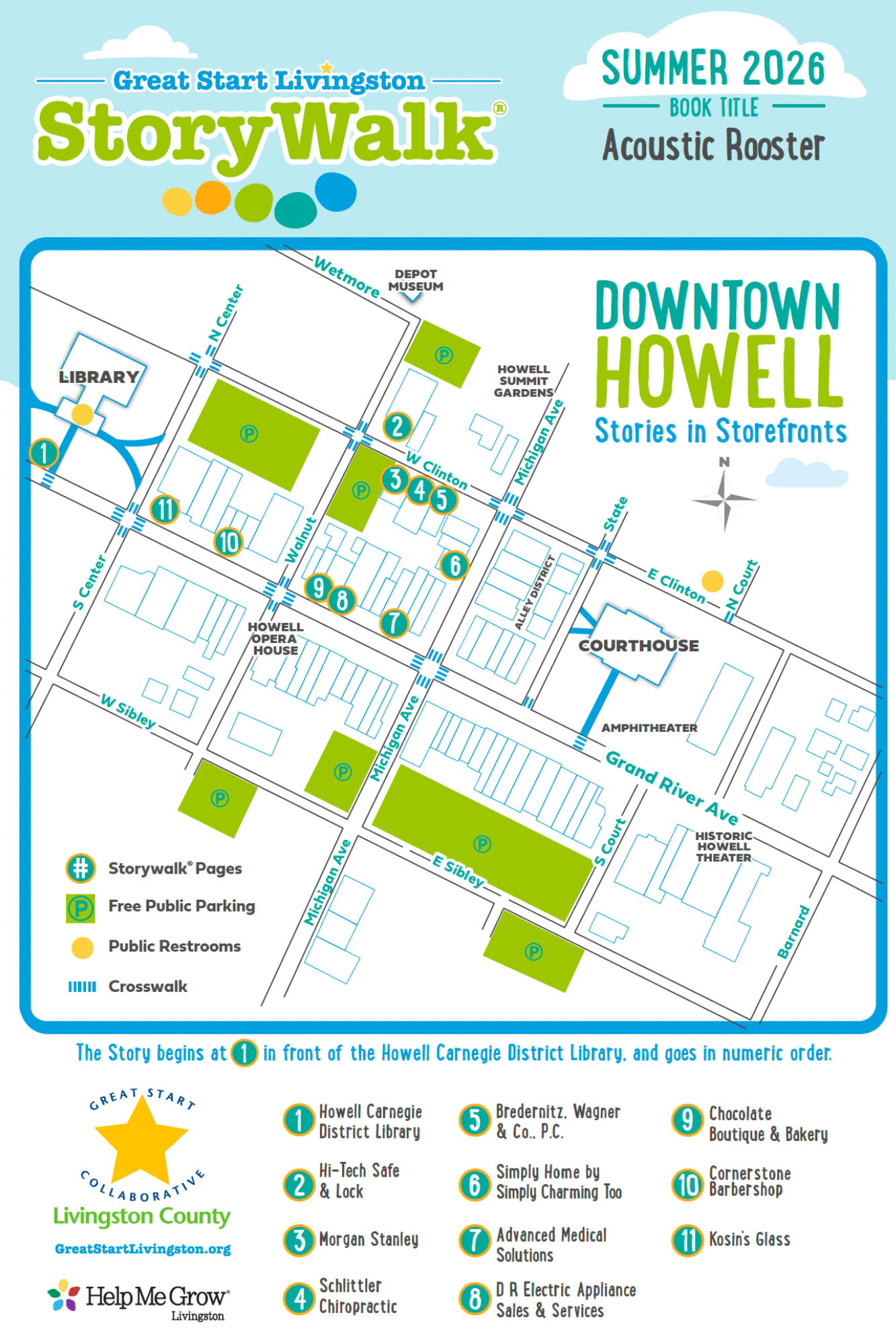 2026 Downtown Howell Stories in Storefronts StoryWalk map