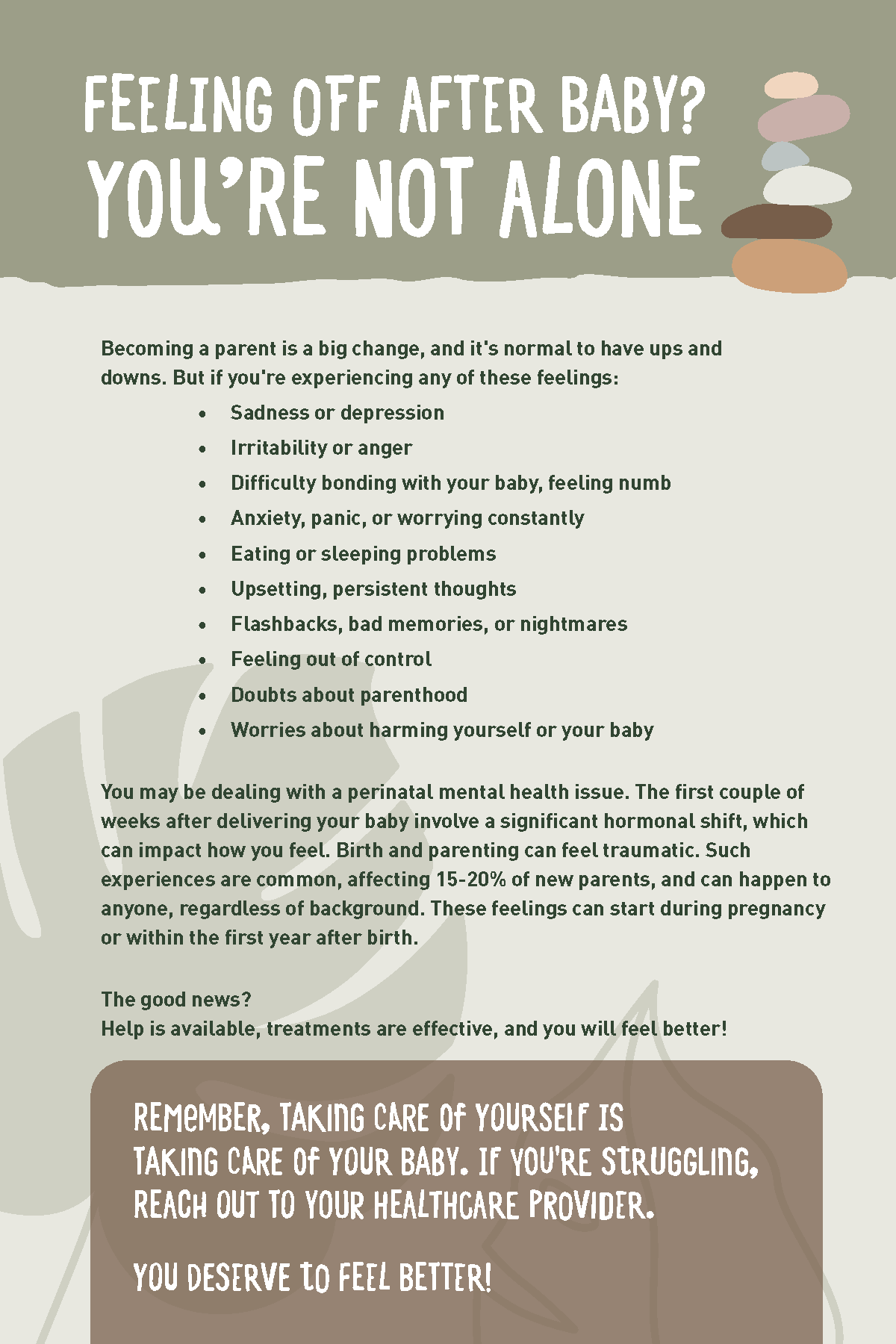 Feeling Off After Baby? You're Not Alone - Great Start Livingston Postnatal Resource Card