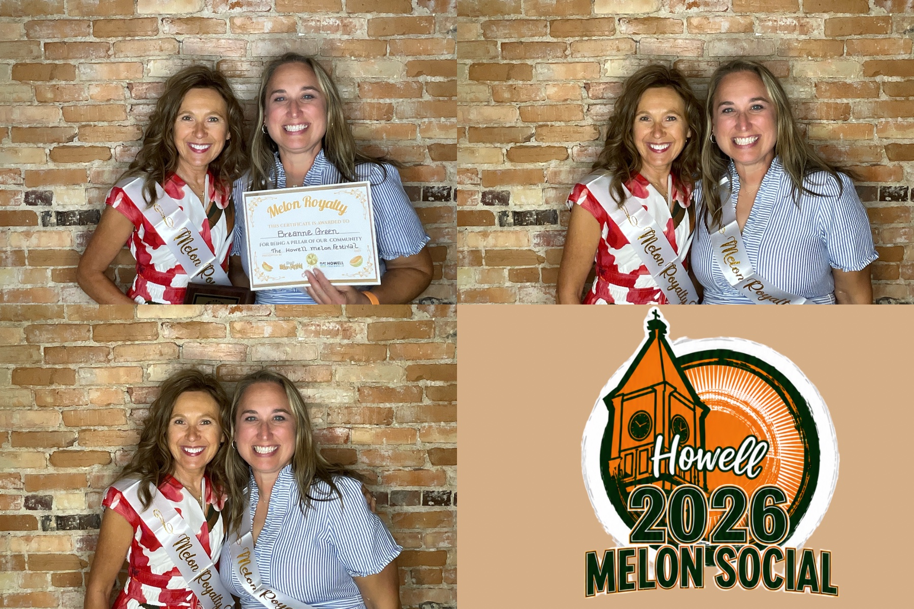 Collage of Great Start Livingston Family Liaison Breanne Green and Coordinator Robin Schutz celebrating at the 2026 Howell Melon Social.