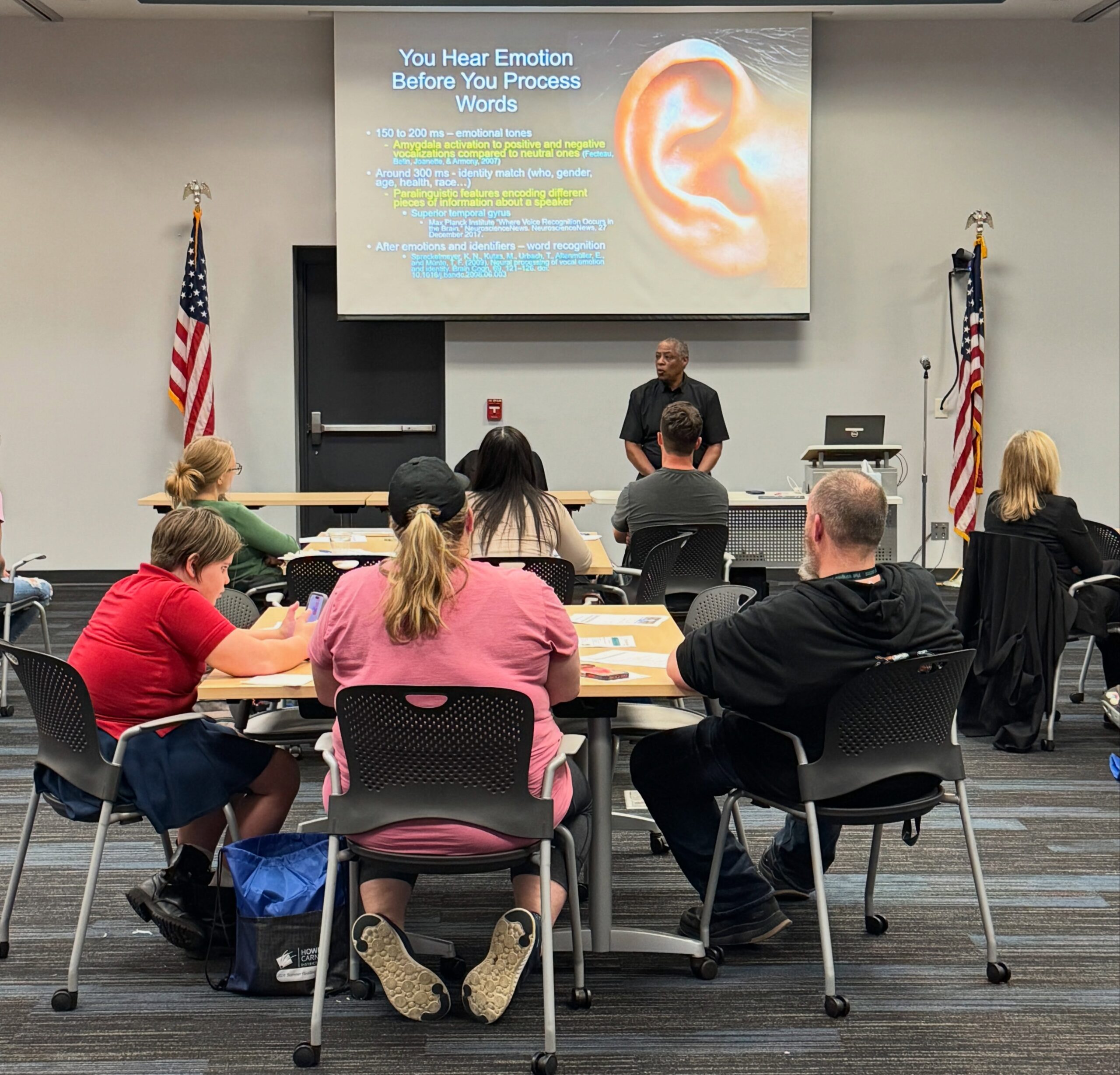 Horacio Sanchez presenting about emotion language and the developing brain at a Great Start Livingston parent workshop in Howell Michigan